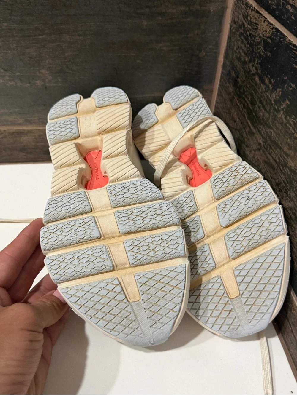 On Running Women’s Cloudswift Athletic Shoes in Off-White with Coral Accent